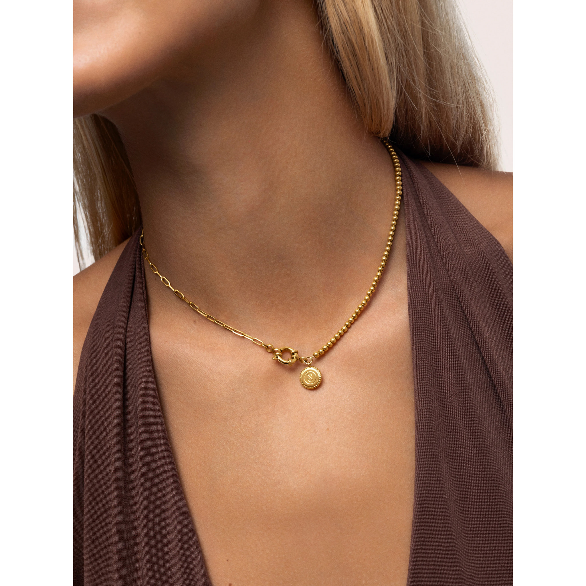 Collana Chic Pebbles in Acciaio Placcato Oro