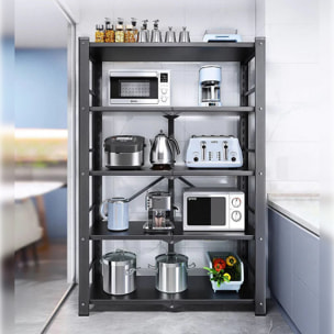 Joybos - estantería de almacenaje de 5 estantes en metal 73x37x155cm negro