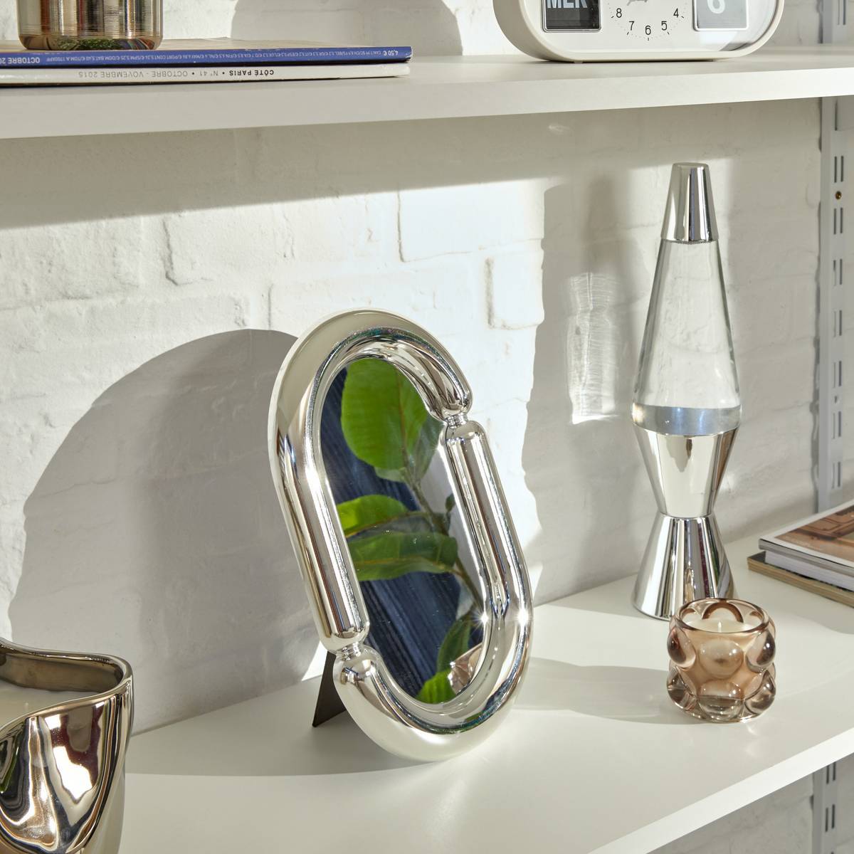 Miroir à poser Sky H.30cm plastique argent