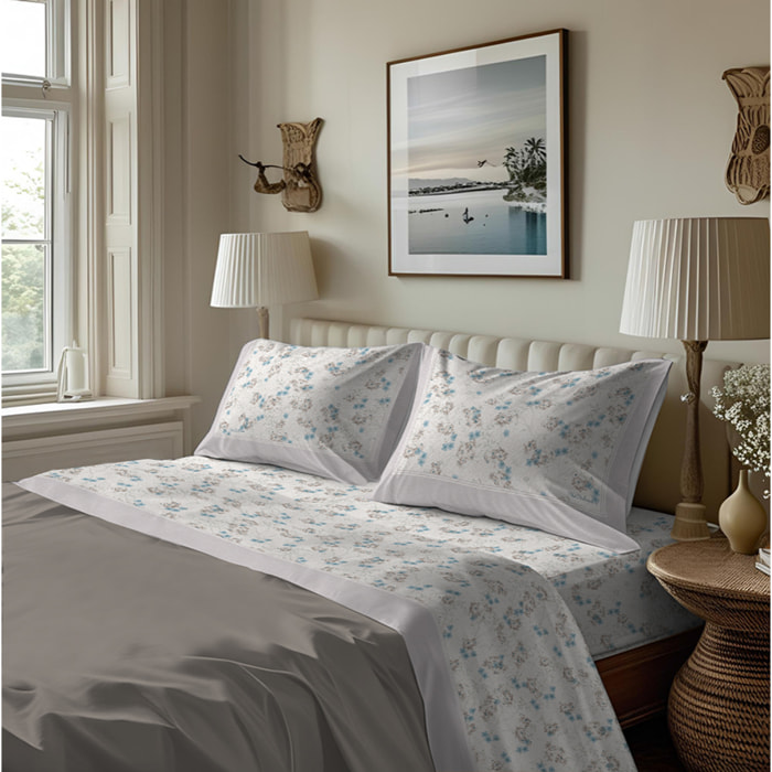 Completo letto in flanella petra beige flanella 100% cotone