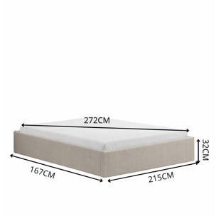 ABATE Lit avec coffre de rangement 160x200cm velours côtelé beige
