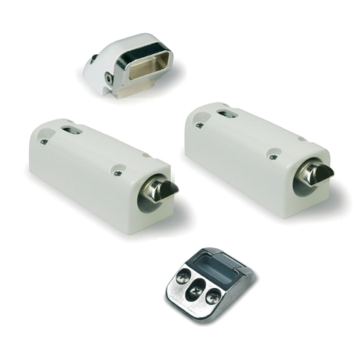 Kit de penes haut et bas FAPIM avec gache 8401I blanc 9010 pour crémone pompier Panama - 8401I-32