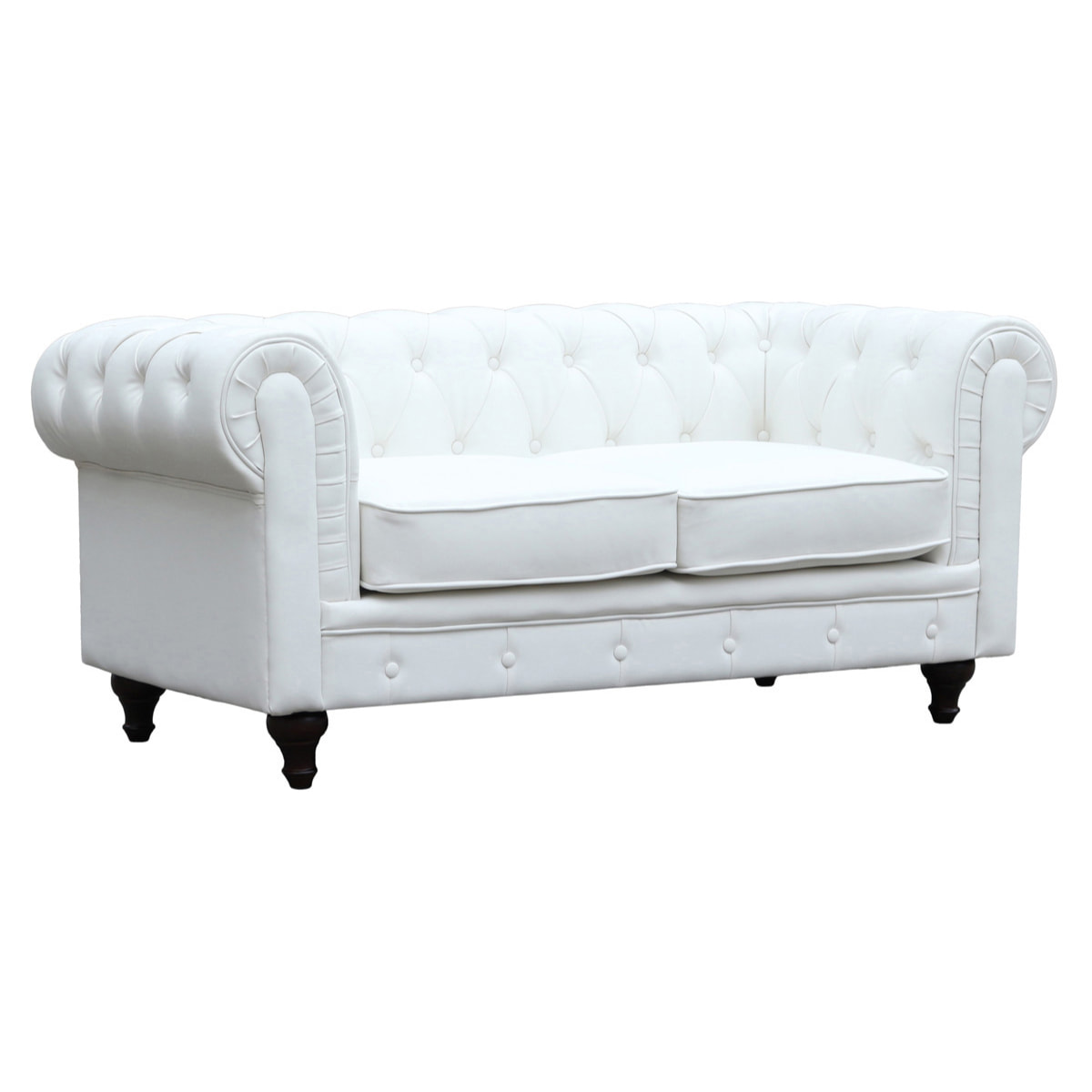 Canapé fixe Chesterfield "Aliza" - 157 x 82 x 70 cm - 2 places - Blanc