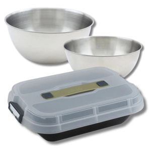Set de 4 ustensiles de pâtisserie moule à gâteaux 2 bols et spatule de cuisine Zenker Bake Click and Go