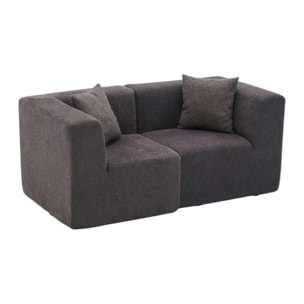 Canapé 2 places compact anthracite tissu chenille PLOVIA