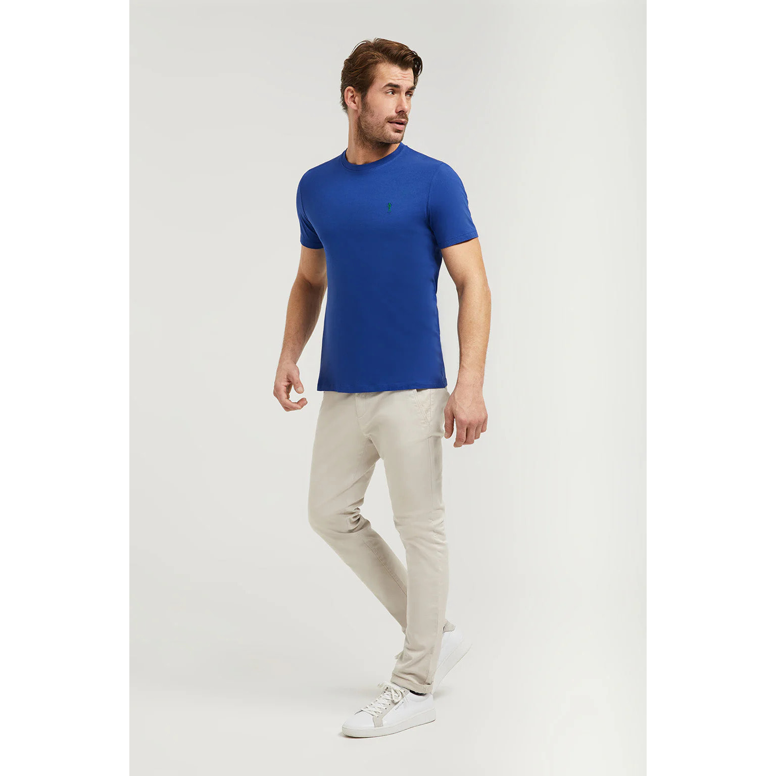 Maglietta basic blu presidenziale in cotone con logo Rigby Go