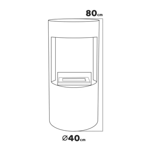 Giulio Cesare - Caminetto a bioetanolo da terra con 1 bruciatore da 1.5LØ40x80 cm