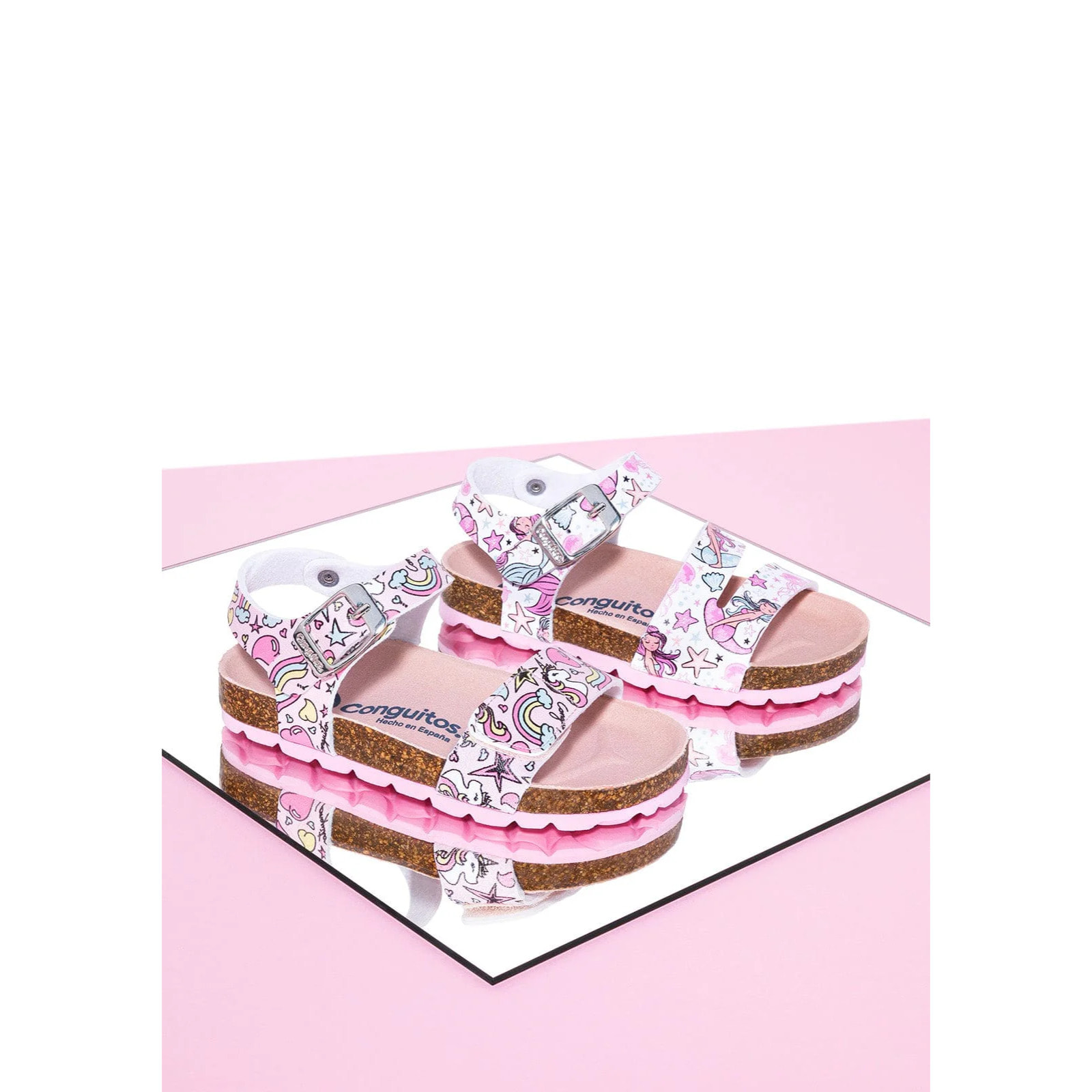 Sandali Bio con stampa  di unicorni da bambina