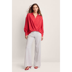 Kocca - Blusa a maniche lunghe Donna, Tinta unita, Scollo a V