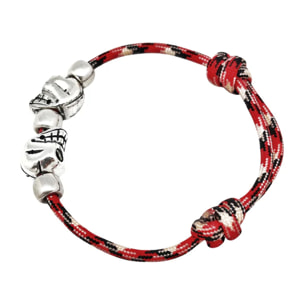 Pulsera paracord doble Skull rojo