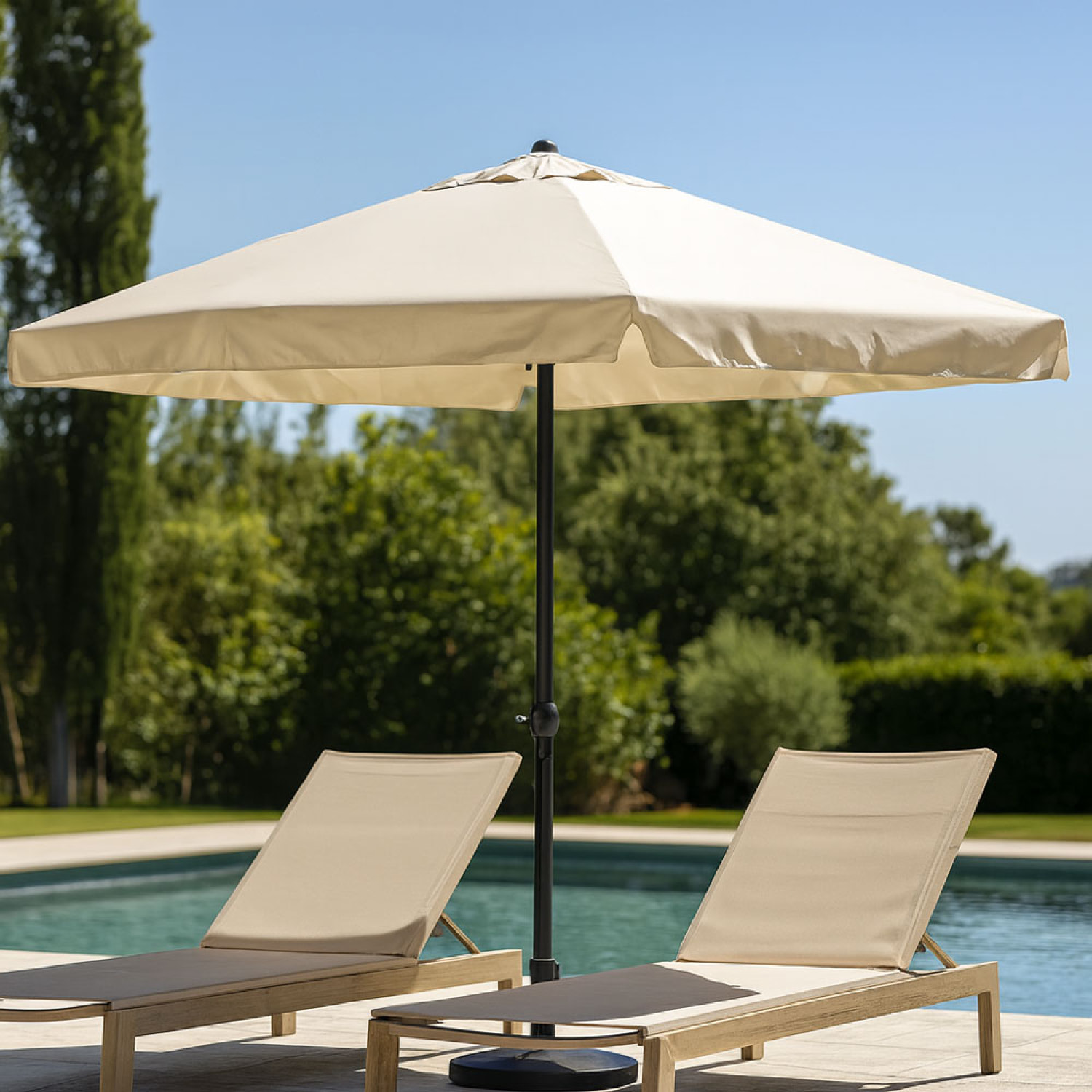 Parasol  ecru  carré 2,95 x 2,95 m PALMIA
