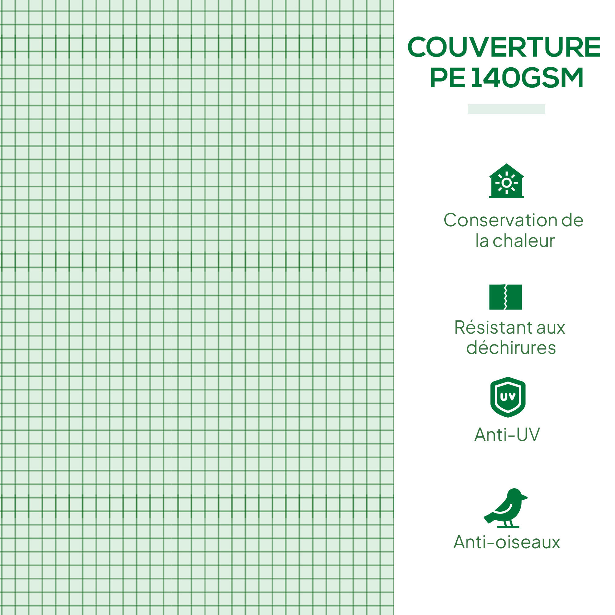 Mini serre tunnel de jardin 4 fenêtres enroulables acier PE vert