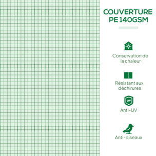 Mini serre tunnel de jardin 4 fenêtres enroulables acier PE vert