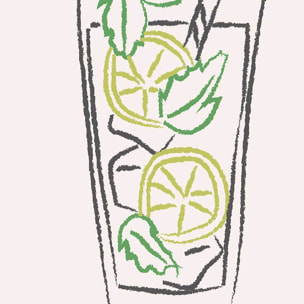 Affiche encadrée mojito illustration Affiche + cadre en métal - Noir