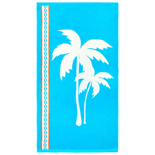 Serviette de plage éponge velours Jacquard - Tigaki - 90x170cm - 400g/m²