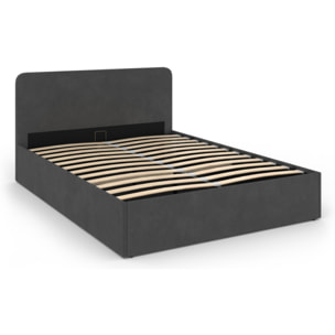 Lit coffre Louise 140x190cm velours gris