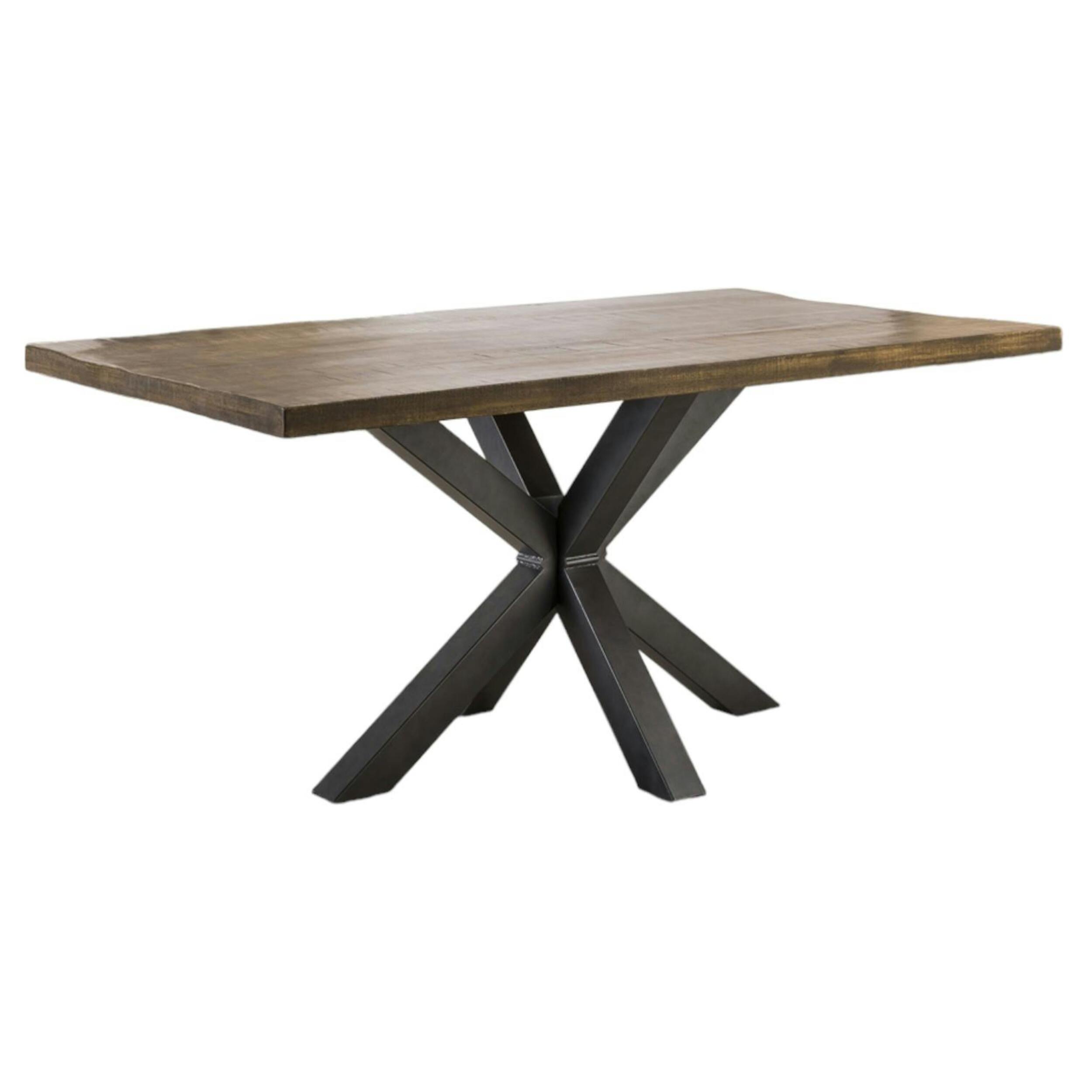 Table pied central bois de manguier 165 cm LUCKNOW