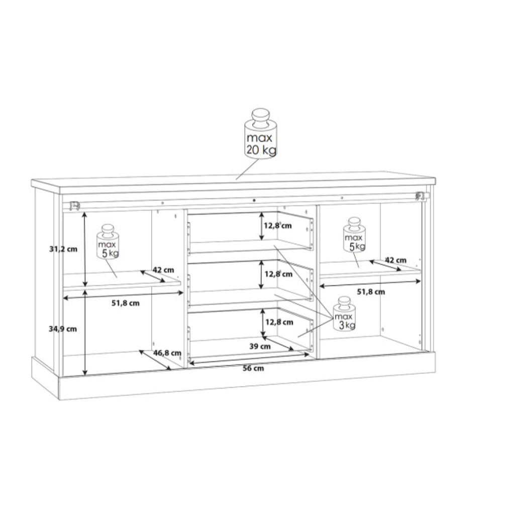 Buffet bas en bois effet chêne & noir L174cm - FACTORY