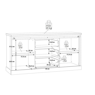 Buffet bas en bois effet chêne & noir L174cm - FACTORY