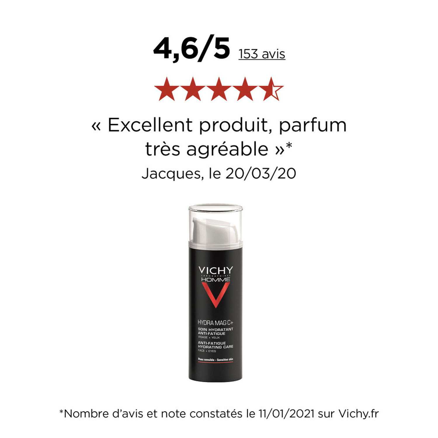 Vichy Homme Hydra Mag C+ - Soin Hydratant Anti-Fatigue 50 ml