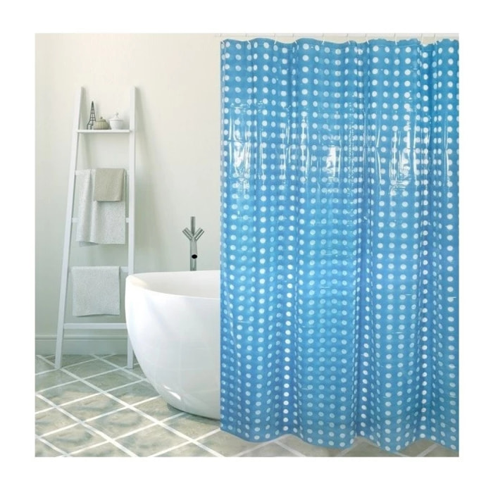 Rideau de douche PVC 180x200cm Bleu Marine - Anneaux inclus MSV