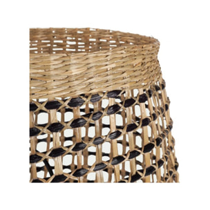 Petite lampe à poser en zostère tressée noir et naturel - HUDSON 104