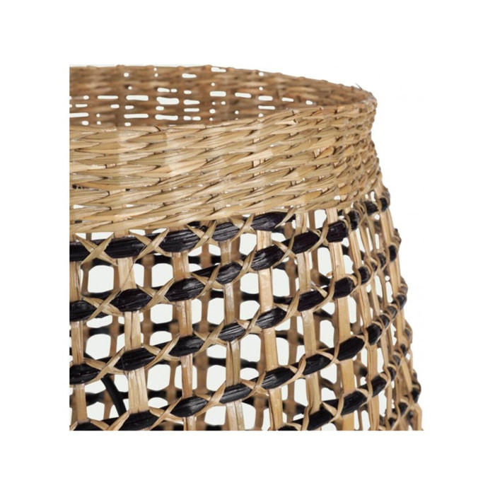 Petite lampe à poser en zostère tressée noir et naturel - HUDSON 104