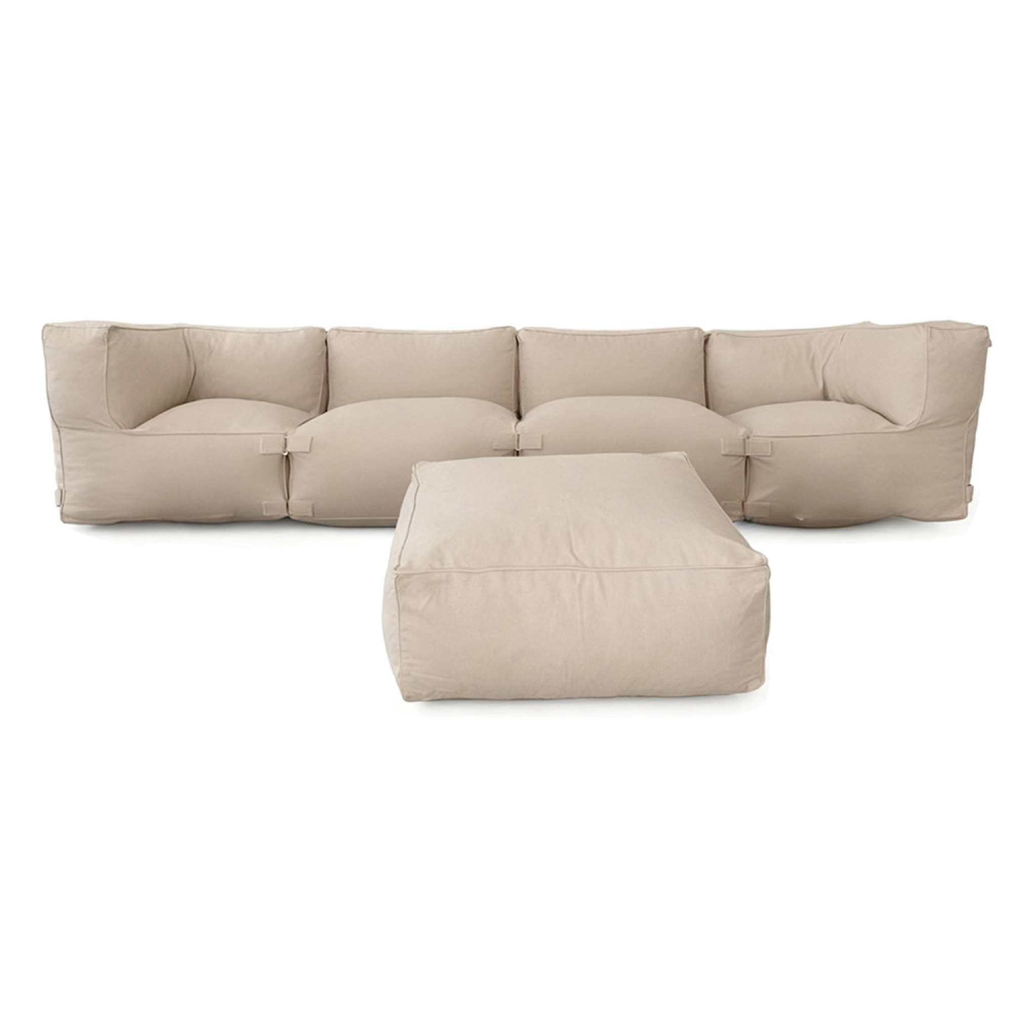 VERONE Salon de jardin modulable 5 places beige en tissu déperlant