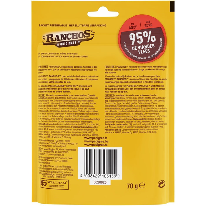 PEDIGREE Ranchos Récompenses riche en boeuf pour chien (7x70g)