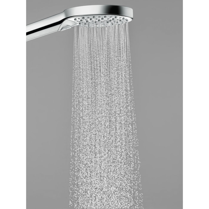 Ensemble support mural et douchette 120 3jet PowderRain avec flexible de douche 160 cm chromé Raindance Select