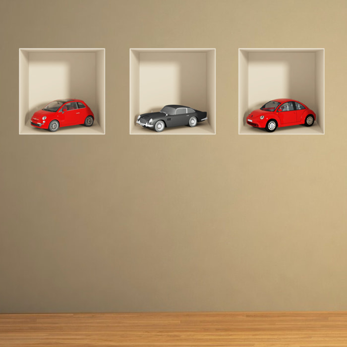 Stickers muraux 3D | Sticker Mural Autocollant effet 3D voitures - Stickers adhésifs 3D Chambre Salon Trompe l'oeil