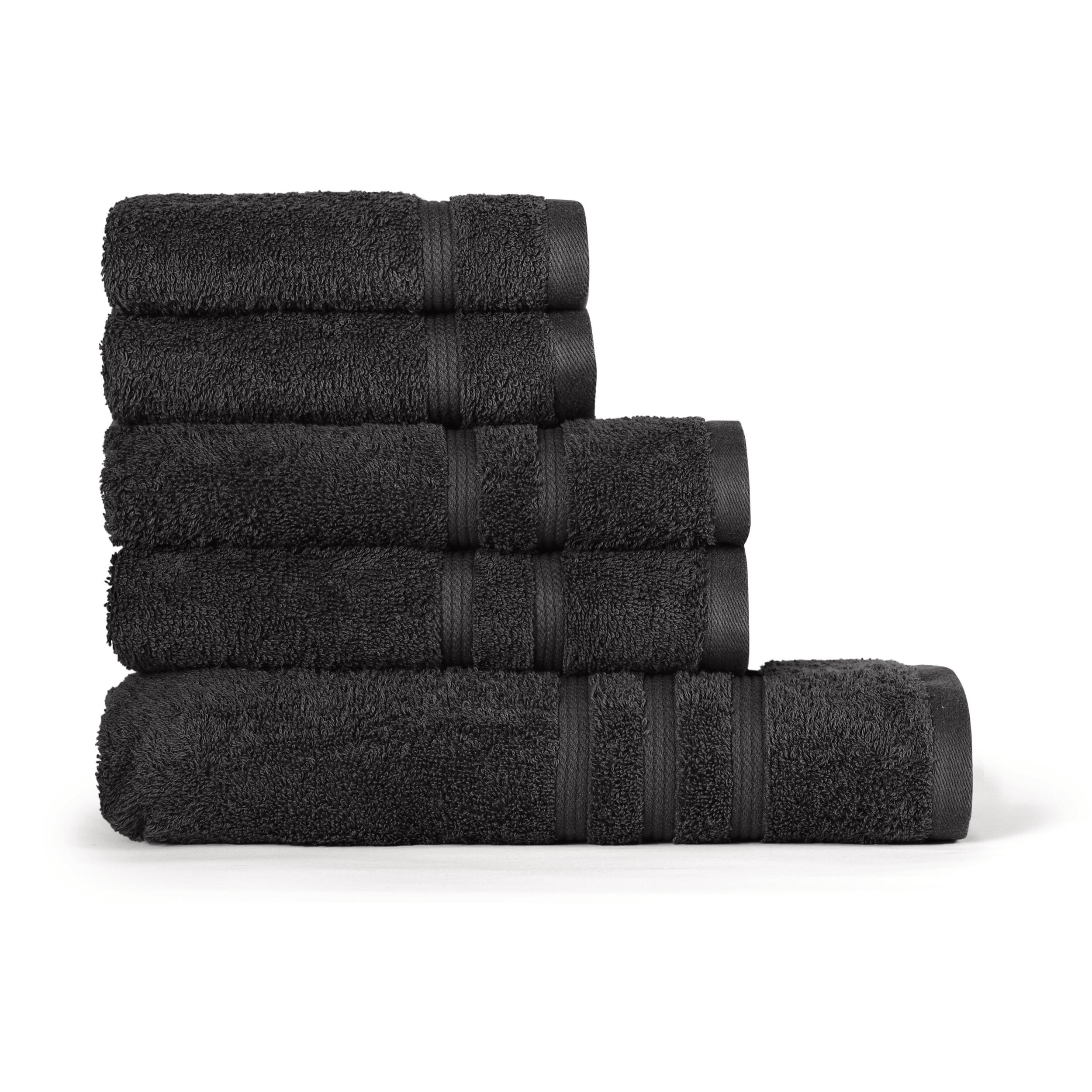 BASSETTI Morbido Asciugamano Asciugamani 480 gr 100% Cotone Set da 5 pz Collezione MONIQUE - NERO 26