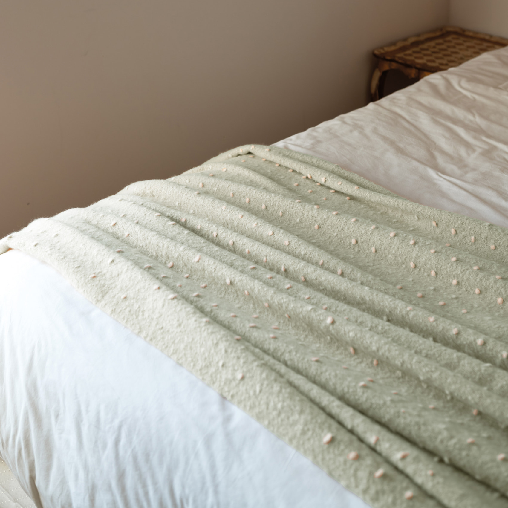 Plaid ou jeté de lit aspect mohair doux - Vert