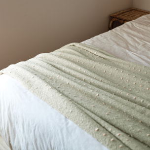 Plaid ou jeté de lit aspect mohair doux - Vert