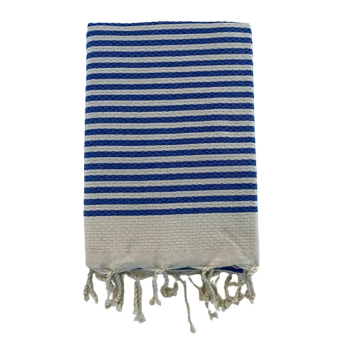 Fouta nid d'abeille traditionnelle Bleu 100x200 190g/m² - Yadara Royal