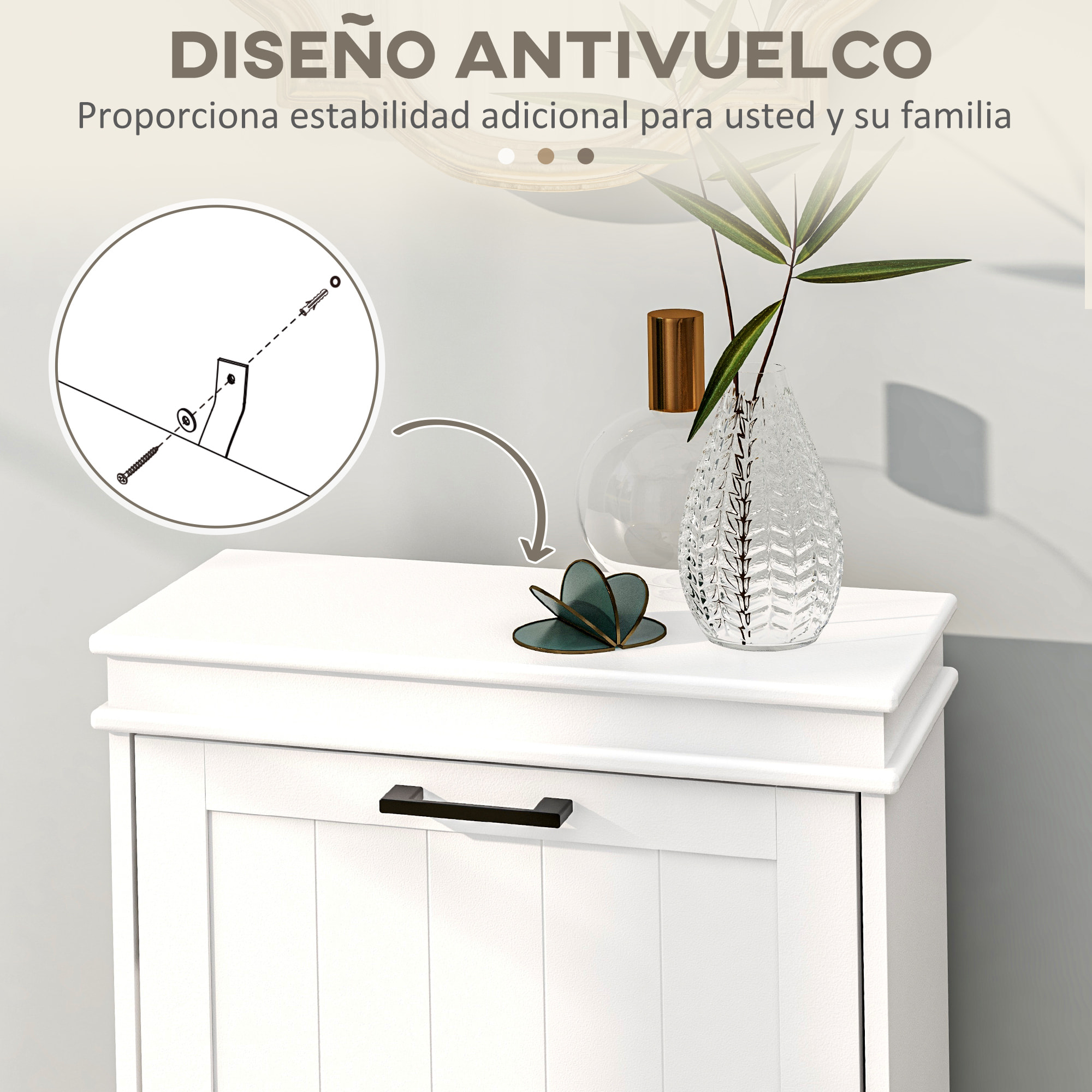 Zapatero Estrecho con 2 Puertas Abatibles, Zapatero Entrada Recibidor, Estantes Ajustables, para 10 Pares de Zapatos, para Pasillo, Espacios Reducidos, Blanco