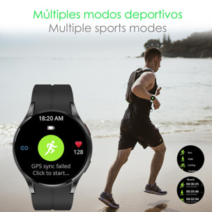 DAM Smartwatch R6 Pro Max, pantalla AMOLED, +100 modos deportivos. Llamadas BT, notificaciones push. Monitor glucosa en sangre. 4,15x1,1x4,9 Cm. Color: Oro Rosa