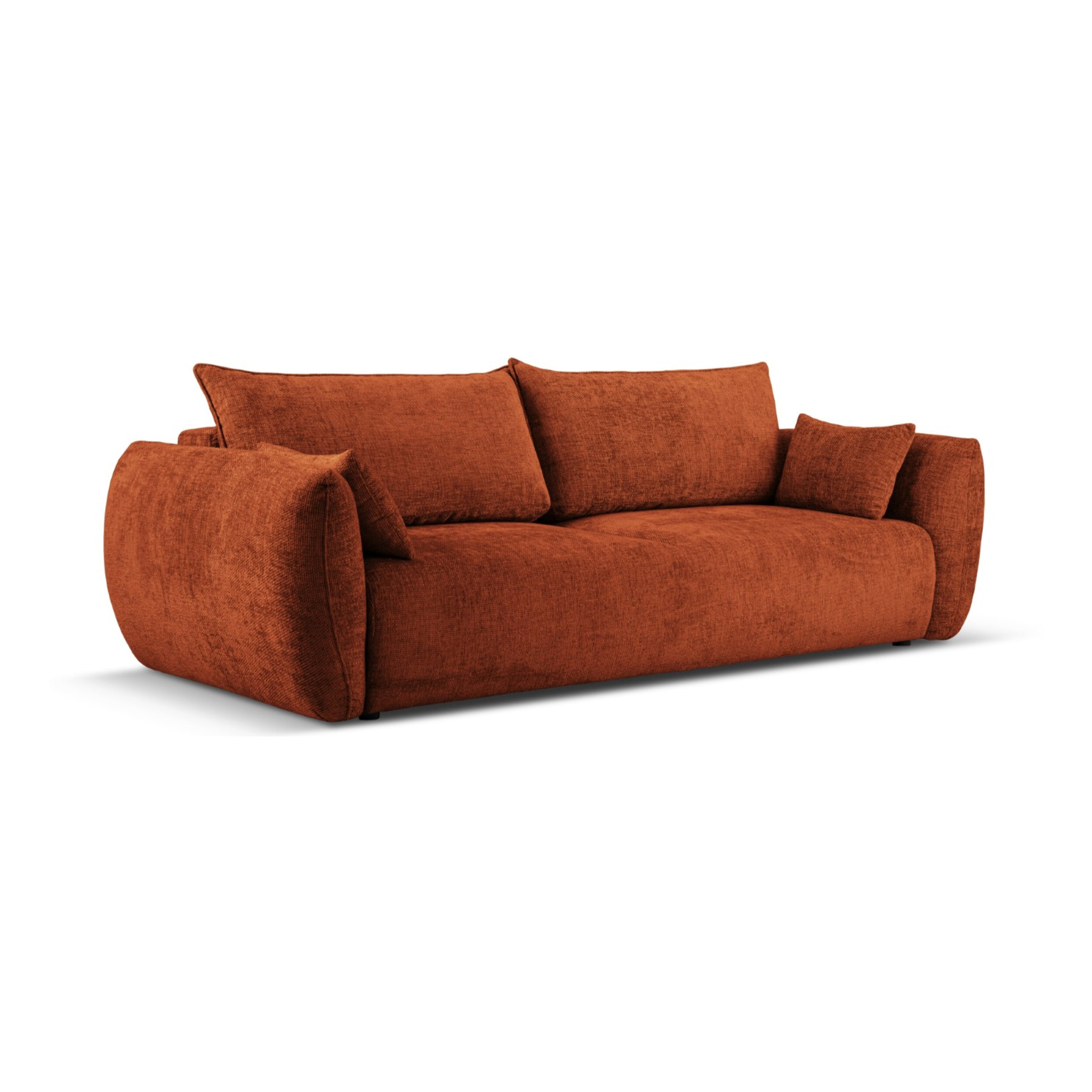 Canapé convertible avec coffre de rangement "Matera" 3 places en chenille terracotta