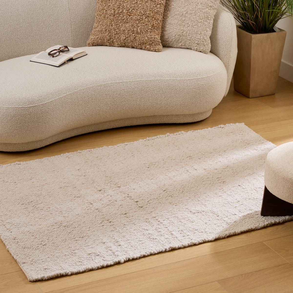 Tapis effet laine Volna ivoire 170x118cm