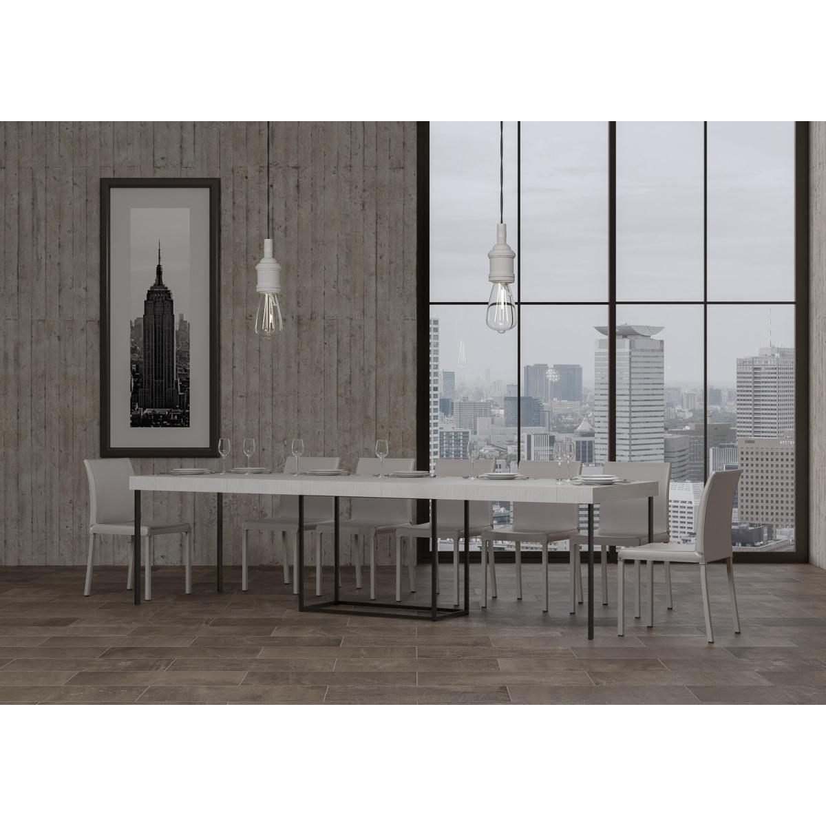 Consola extensible 90x40/300 cm Nordica Premium Fresno Blanco estructura Antracita