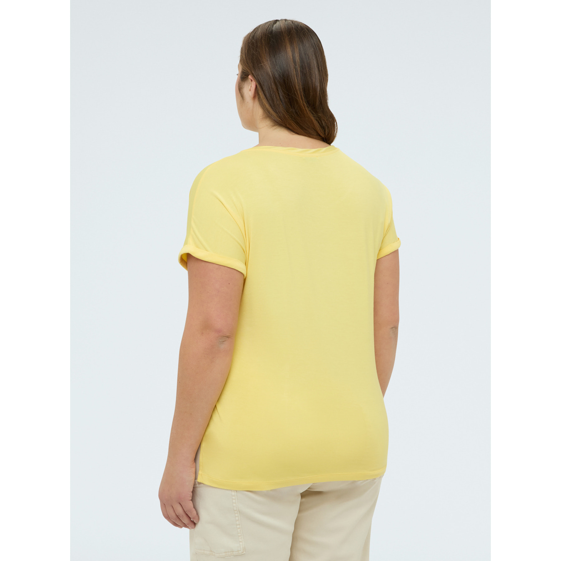 Fiorella Rubino - Camiseta bimaterial con cuello redondo - Amarillo
