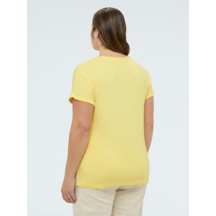 Fiorella Rubino - Camiseta bimaterial con cuello redondo - Amarillo