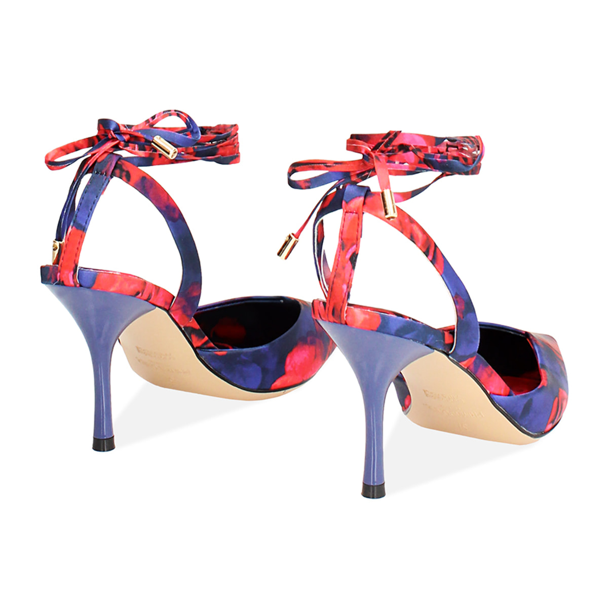 Décolleté slingback blu-rosso tacco 8,5 cm