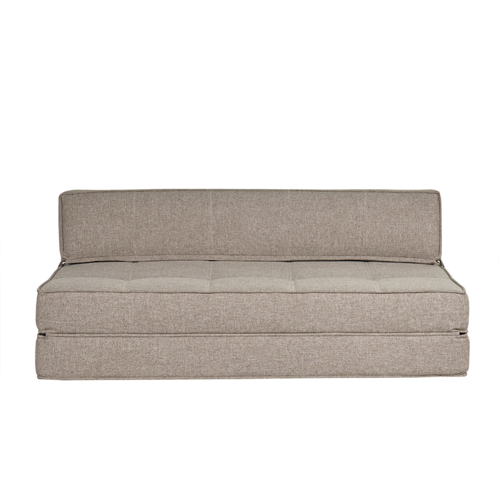 Chauffeuse 2 places convertible en tissu taupe KATY