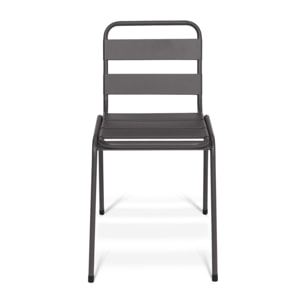Chaises de jardin empilables en acier gris, noir et bleu - lot de 6