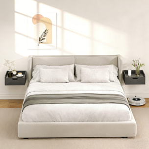 Set de 2 Mesillas de Noche de Pared Mesitas de Noche Flotantes con 1 Cajón para Dormitorio Habitación Hogar Diseño Sencillo 40x30x19,5 cm Negro