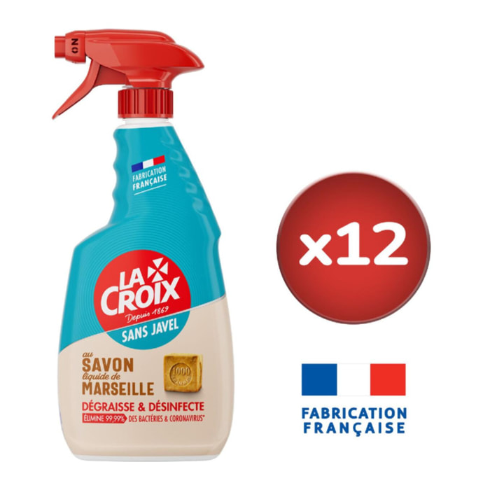 Pack de 12 - Lacroix Spray Sans Javel Savon de Marseille 500ml