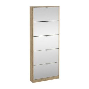Scarpiera Angiolo, Mobile portascarpe, Armadio da ingresso multiuso, Mobiletto per calzature, 71x20 h182 cm, Quercia