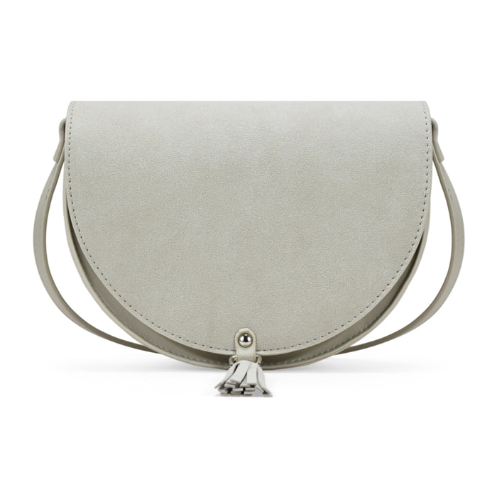 Bolso bandolera piedra con solapa y flecos