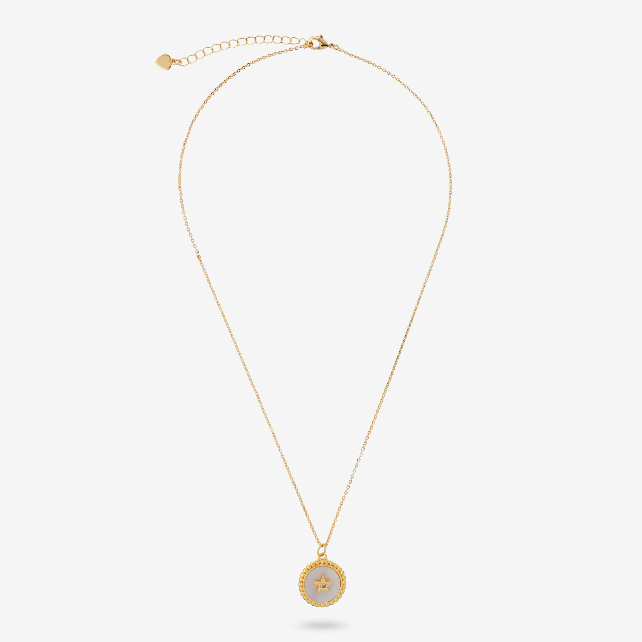 Collana Catena Rolo e Pendente in Madreperla Lavorato con Stella e Cubic Zirconia